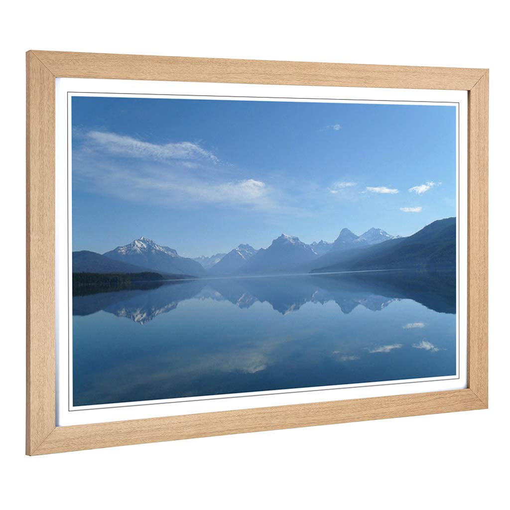Big Box Art Framed Print of Landscape Montana Lake USA Design | Wall Art Picture | Home Decor for Kitchen, Living, Dining Room, Bedroom, Hallway, Office, Oak, A2 / 24.5x18 Inch / 62x45cm