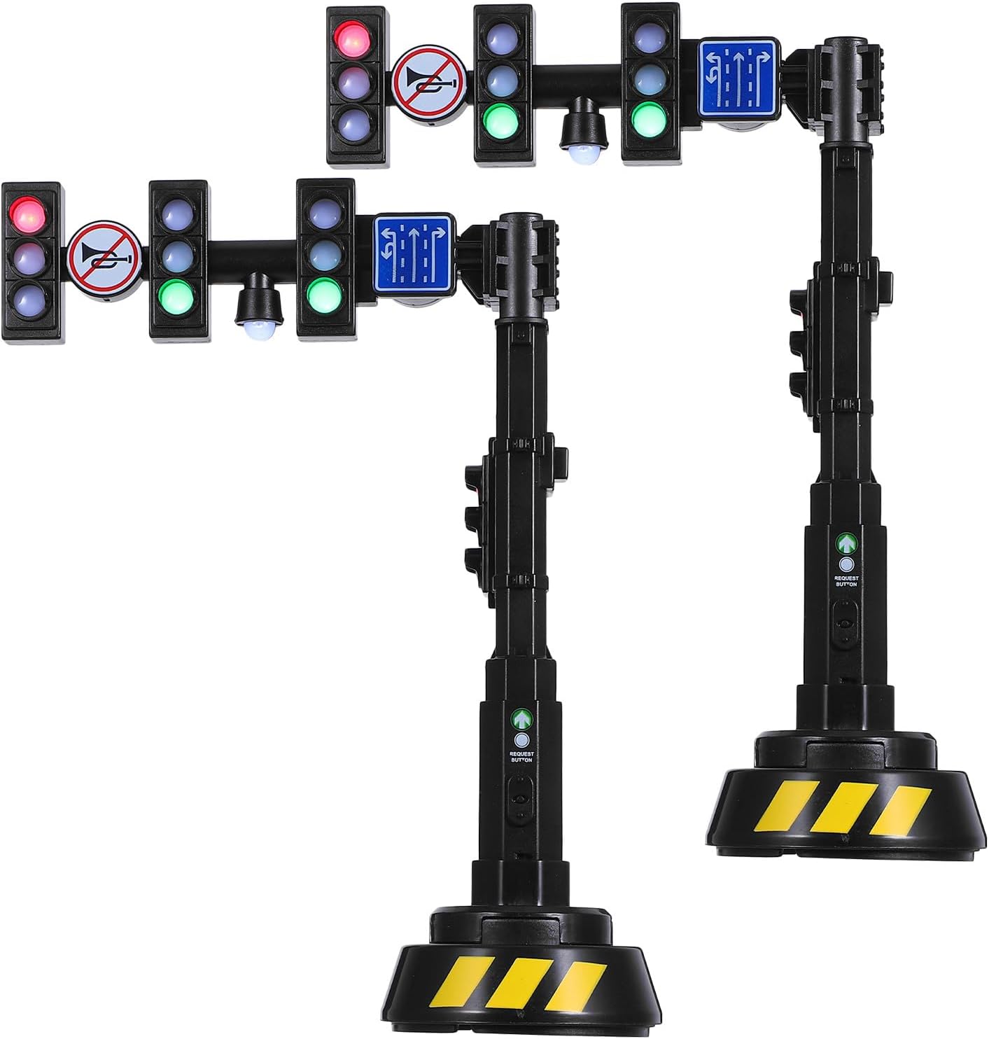 VOSAREA 2pcs Traffic Signal Toy with Sound Effects, Simulated Red Yellow Green Traffic Light for Learning, Preschool Classroom Educational Model