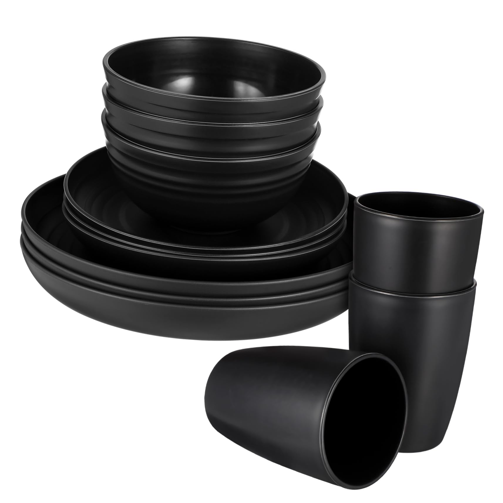 OFFSCH 1 Set Camping Dinnerware Set Outdoor Plates and Bowls Set Straw and Heat Resistant Easy to Clean for Camping and Dorm Use