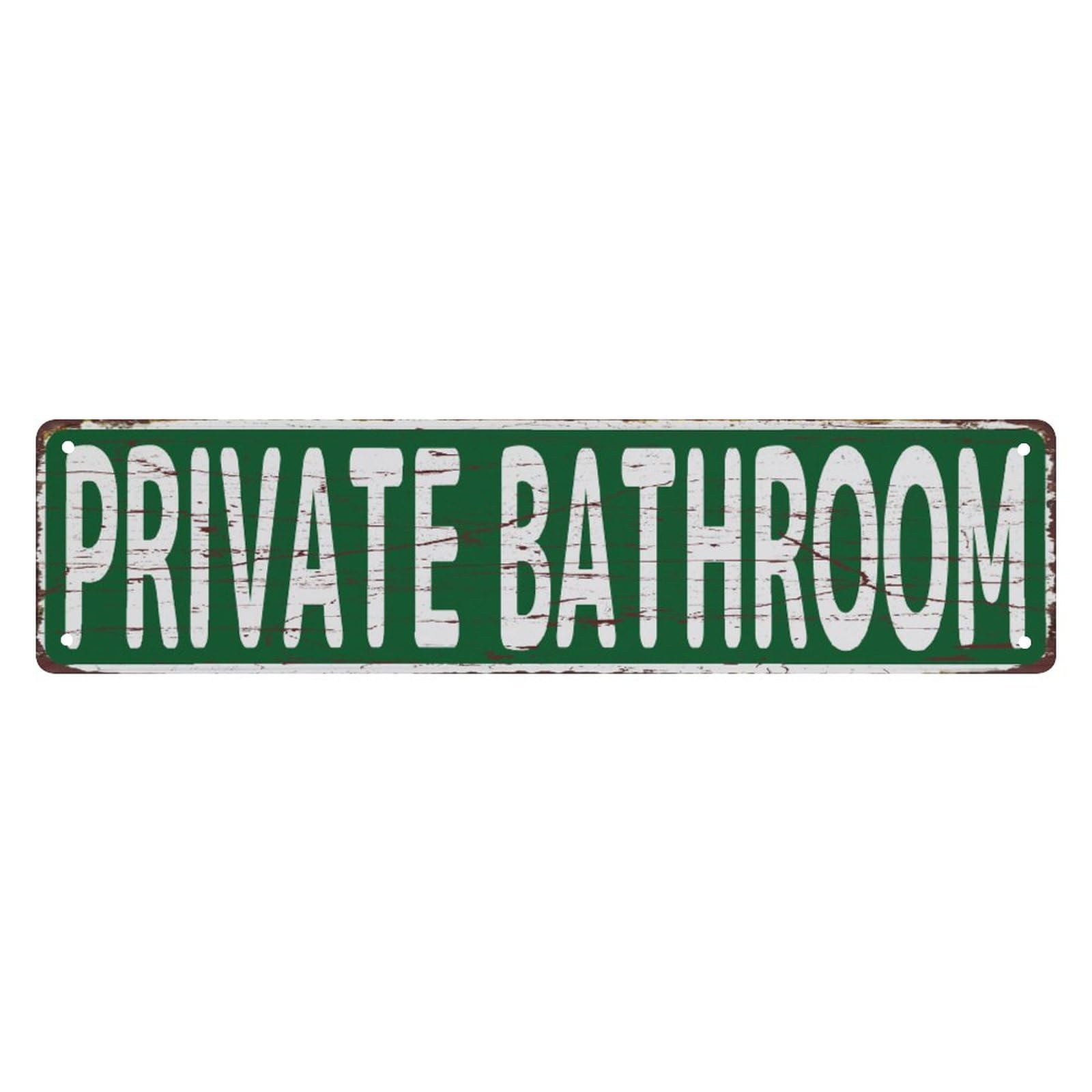 peiyeety Vintage Metal Tin Sign Decorative Wall Art Private Bathroom Themed Sign, Rustic Style, Durable Waterproof Rustproof, For Home, Bathroom, Privacy Decor, Easy To Mount, 4x16 Inch
