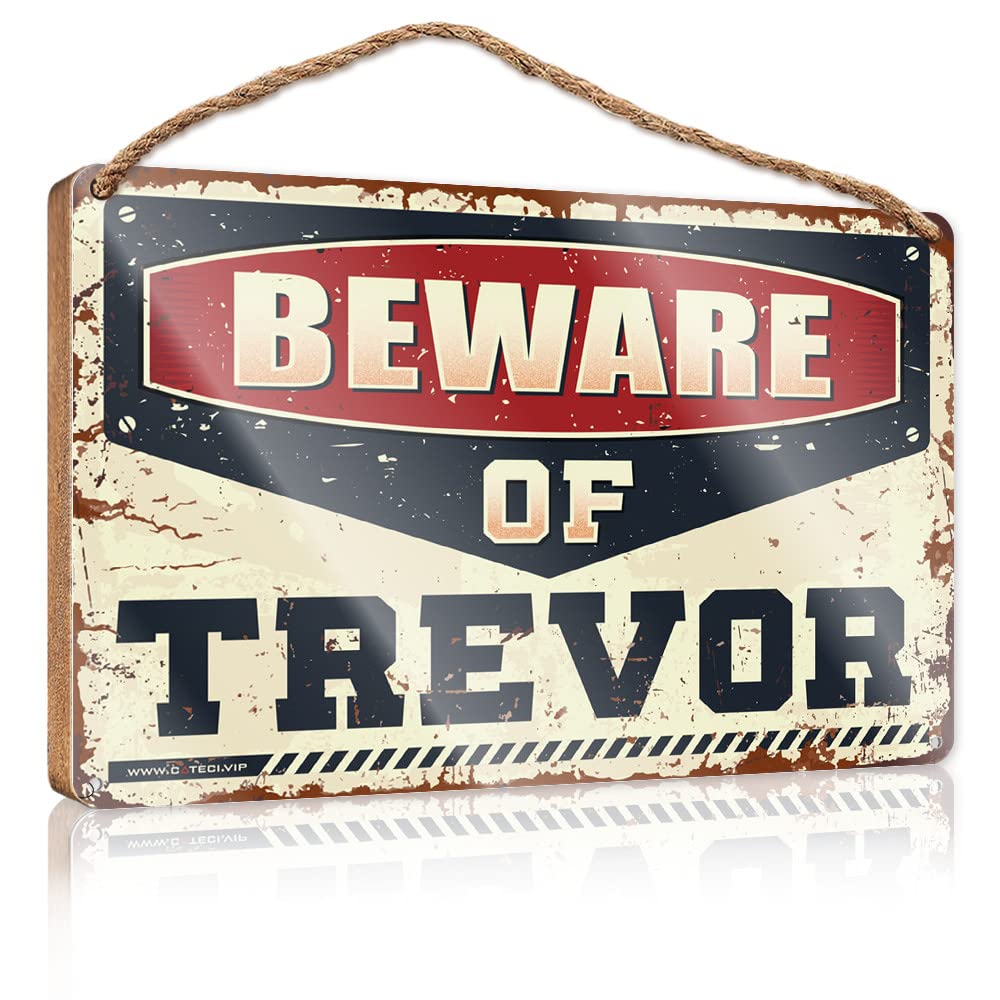 Bathroom Wood Sign Beware Of Trevor Wooden Sign Office Signs For Desk Funny Funny Signs For Bedroo(15X28CM)