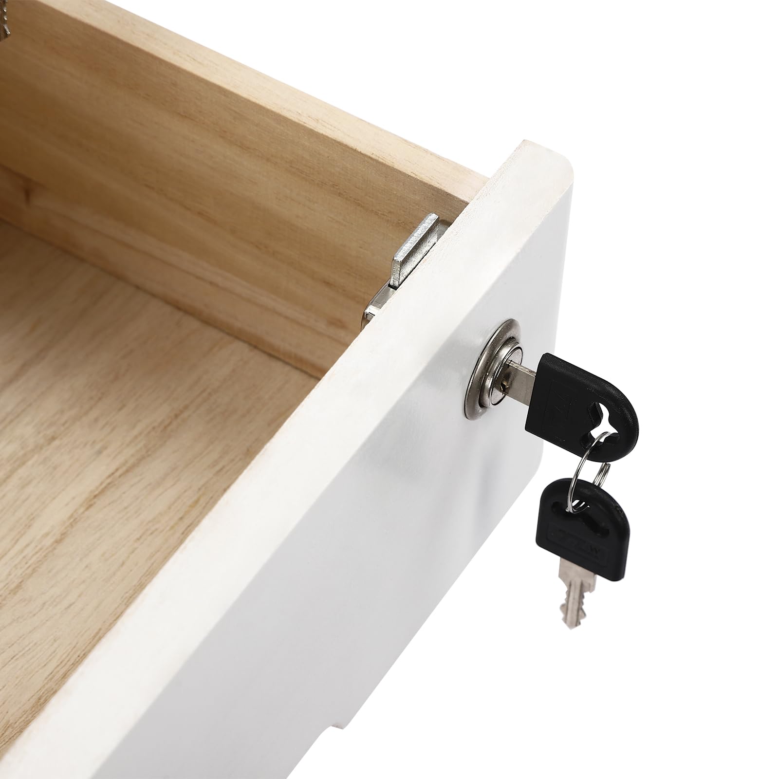 Literatur-Organizer aus Holz, Schreibtisch-Aufbewahrungsschrank mit 3 abschließbaren Schubladen, kleine Aufbewahrungsbox aus Holz für Heimbedarf, Nähsets