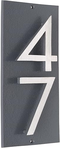 Montague Metal Products Placa de dirección vertical de 3 pulgadas flotante con números de casa, aluminio, fácil de instalar, vertical, 2 dígitos