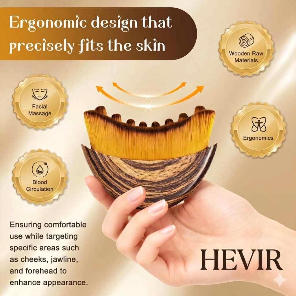 HEVIR Lymphatic Contour Face Brush for Sculpting & Drainage – Jawline Chin Neck Massager, Reduces Puffiness Double Chin, Soft Bristles, Improves Glow Circulation, Travel Case Included 4