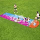 Tapete de Juegos de Agua Almohadilla de Rociadores Resbalón De Vida Y Tobogán De Agua Para Niños Adultos, Salpicadura De Agua Inflable De 16 Pies Y...