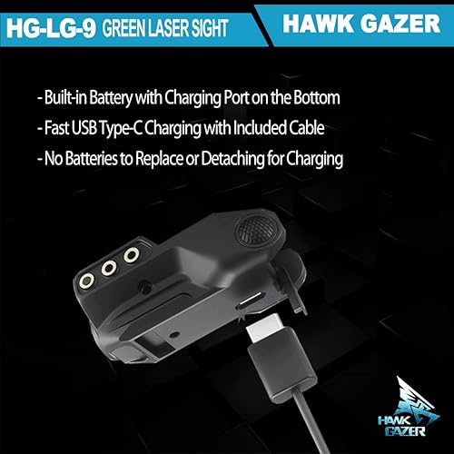 Miniatura 5 de LG9 Vista láser verde recargable de bajo perfil, para pistola, pistola, rifle con rieles