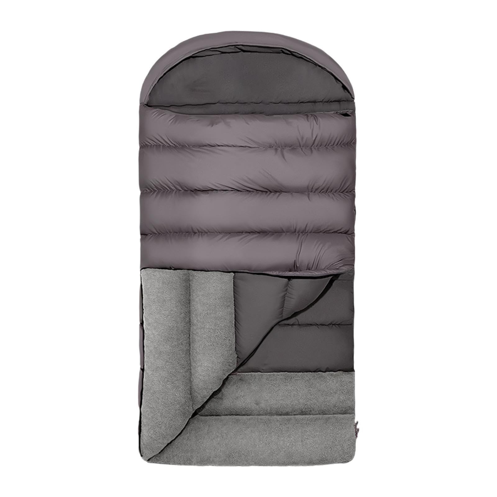 Sleeping Bag for Tall Warm Machine Washable Hooded for Camping Travel Winter Gray 2.5kg | Sleeping Bags | Outdoor Sleeping Gear | Camping & Hiking | Outdoor Sports-image-2