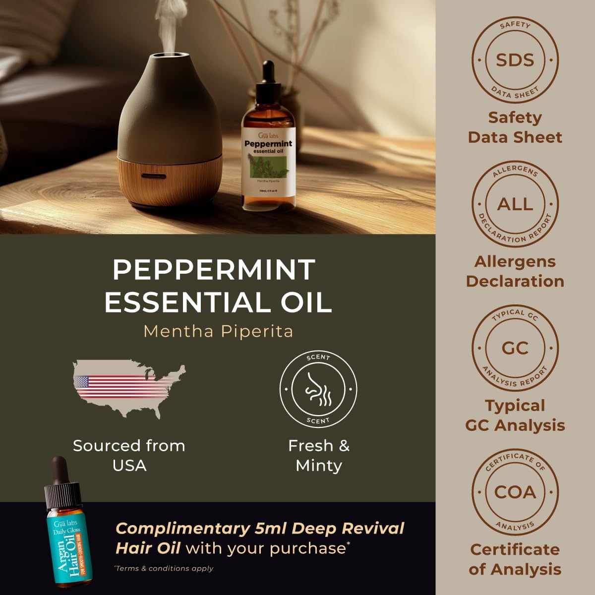 Gya Labs Peppermint Essential Oil for Hair – Huge 4 Fl Oz – Premium Grade Essential Oils for Diffuser, Aromatherapy, Hair Care, Skin Care, Body, Massage & DIY Candle Making Scents - Image 6