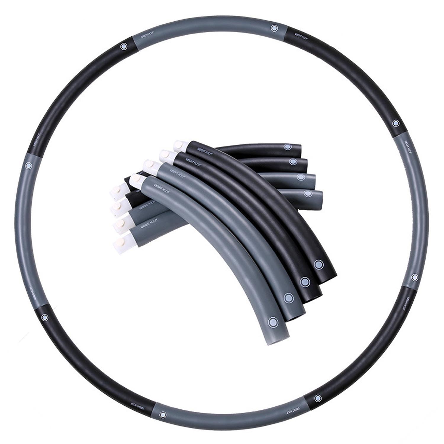 2,3kg Gewicht Hula Hoop Reifen Erwachsene Hullahub Reifen zum Abnehmen für fortgeschrittene 8 Teiliger und 100 cm Fitnessgerät für Zuhause Hoola Hoop Fitness