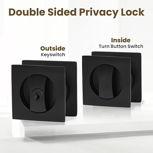 Miniatura 7 de Cerradura de puerta de bolsillo con llave, cerradura de hardware deslizante cuadrada de entrada moderna, cerradura de puerta de bolsillo de hardware