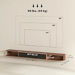HOMCOM 71" Floating TV Stand for TVs up to 75 Inch, Modern Wall Mounted Media Console with Flip Drawer, 2 Open Shelves and Cable Management for Living Room, Walnut
