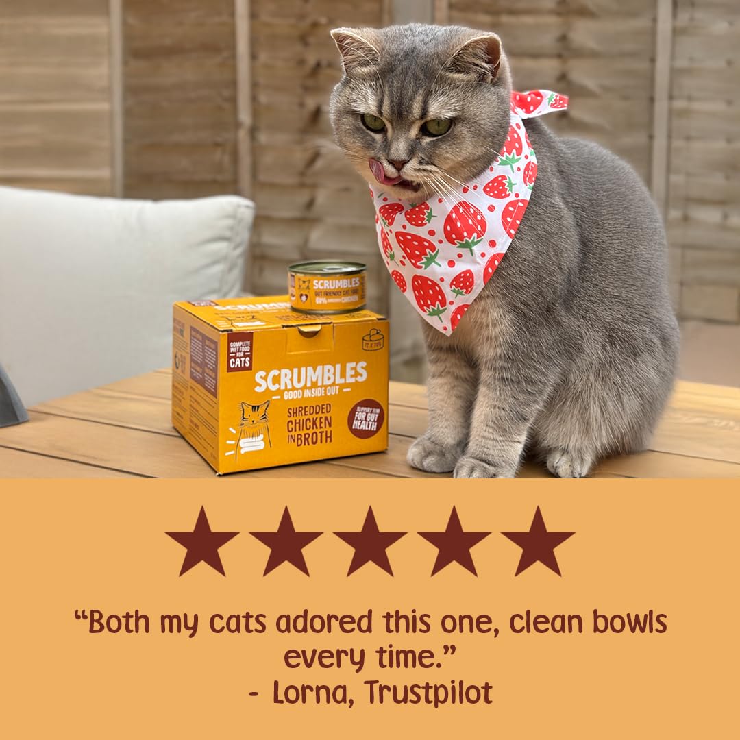 Scrumbles Natural Wet Cat Food, Shredded Chicken in Broth 12x 70g — view 6