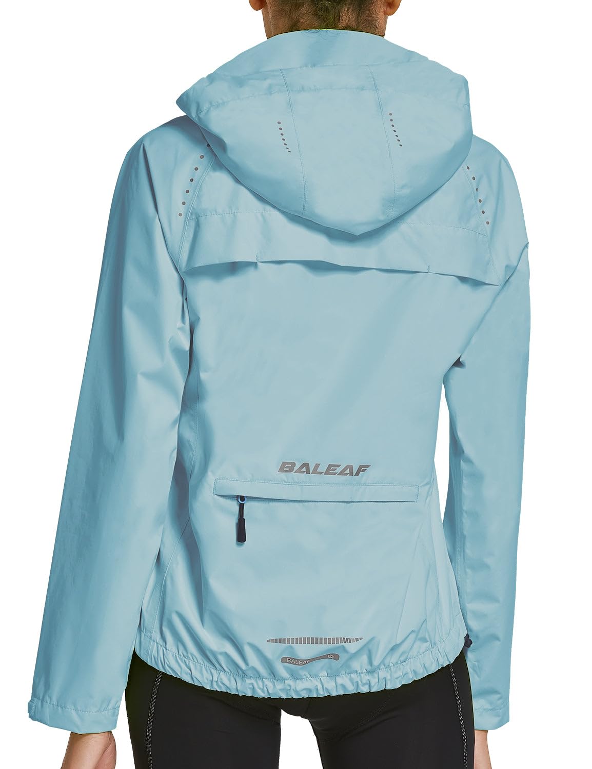 baleafWomen's Rain Jackets Waterproof Windbreaker Packable Running Lightweight Cycling Jacket Reflective Hooded