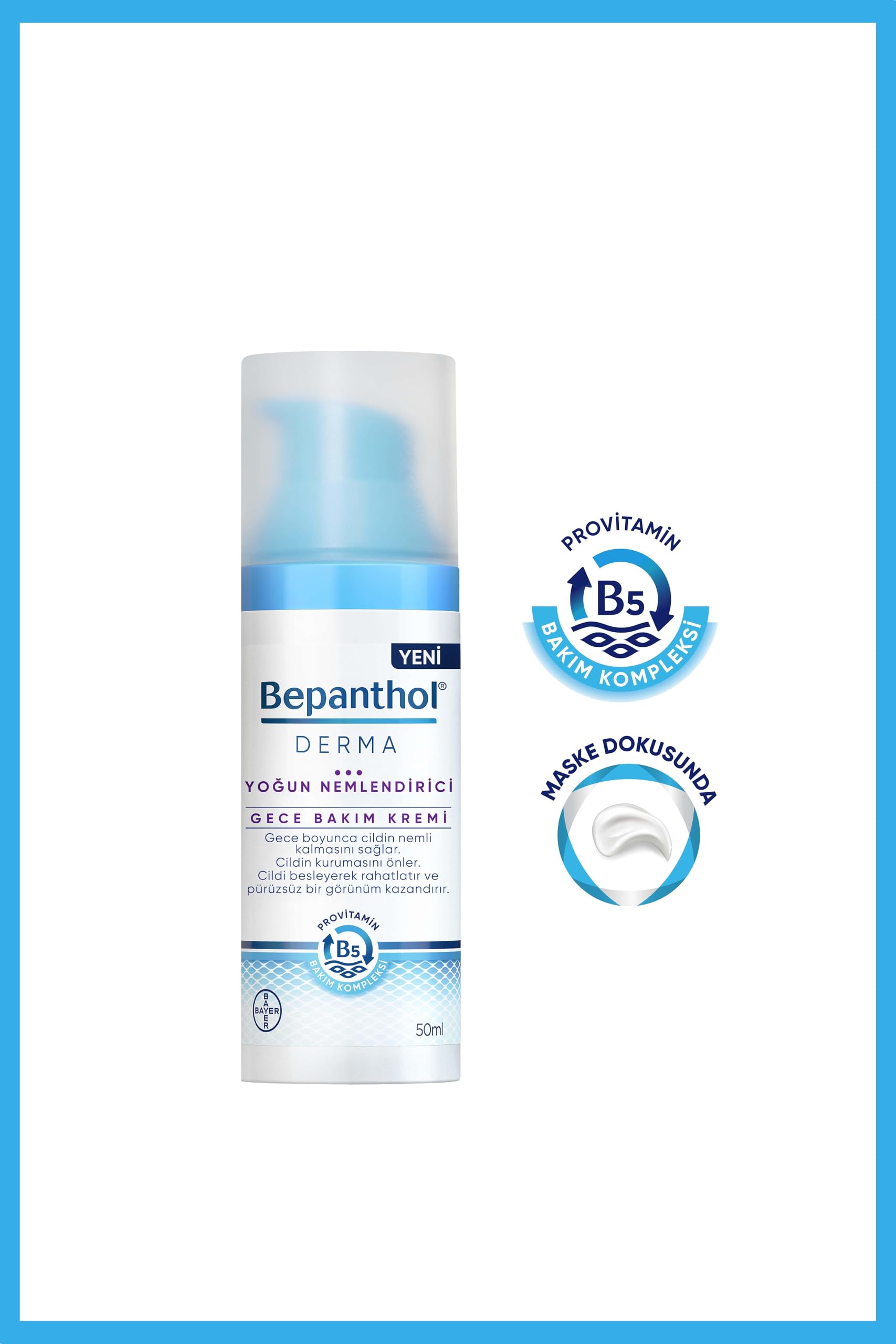 Bepanthol Derma Yoğun Nemlendirici Gece Yüz Bakım Kremi 50ml & 5 adet Yoğun Nemlendirici Losyon 10 ml