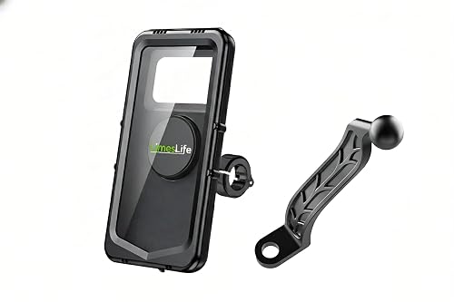 LimesLife Waterproof Phone Mount for Motorcycle Bike & Scooter | 360° Rotation | Touchscreen Friendly | Anti Vibration Damper Smart Phones. (Black) (LL- 10XL Pro+)