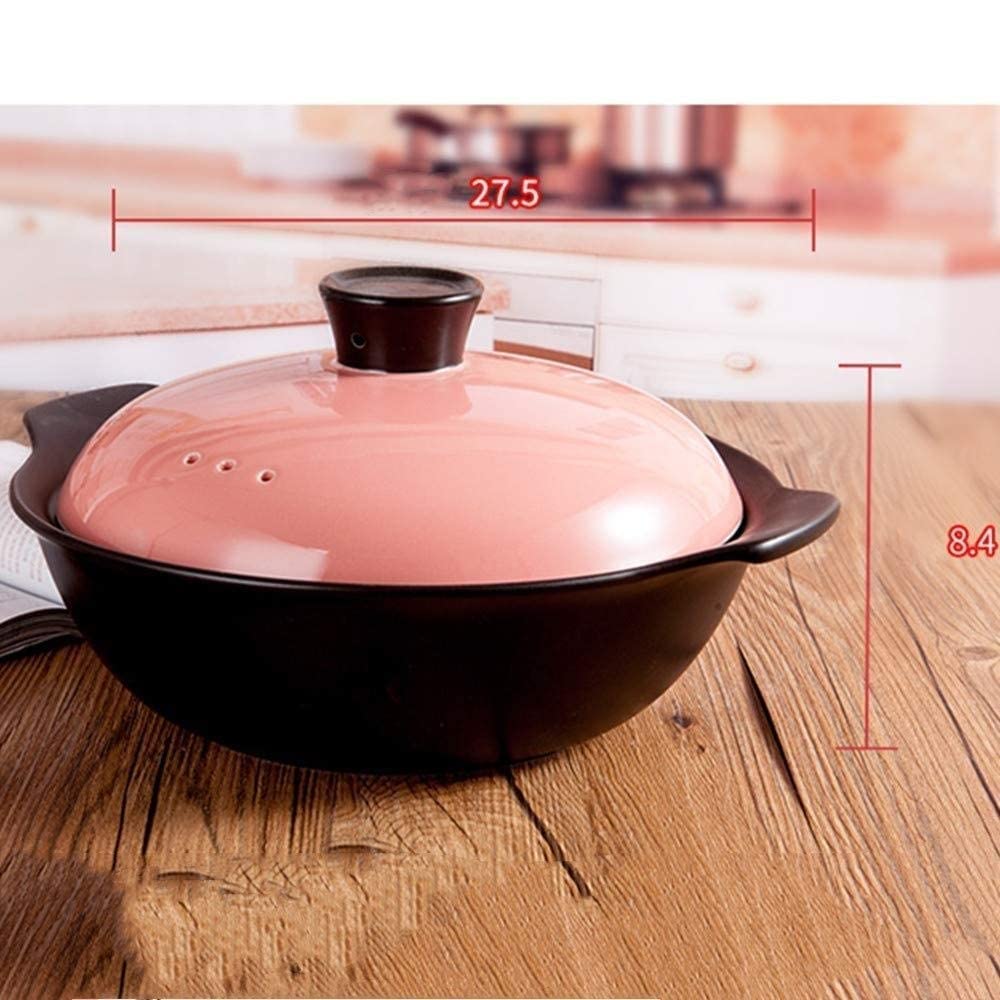 Casseruola pentolame casseruola in Ceramica Bocca Bassa Design Risparmio energetico Domestico conservazione del Calore con Coperchio Lavorazione squisita Parete Interna Liscia smal