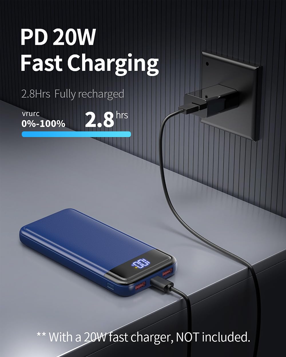 Power Bank, Slimmest 22.5W Powerbank 13800mAh PD3.0 USB C (Ingressi/Uscite), Caricatore Portatile Ricarica Rapida Batterie Esterna Compatibile con iPhone 16 15 14 13 12 11 Huawei etc.(Blu)