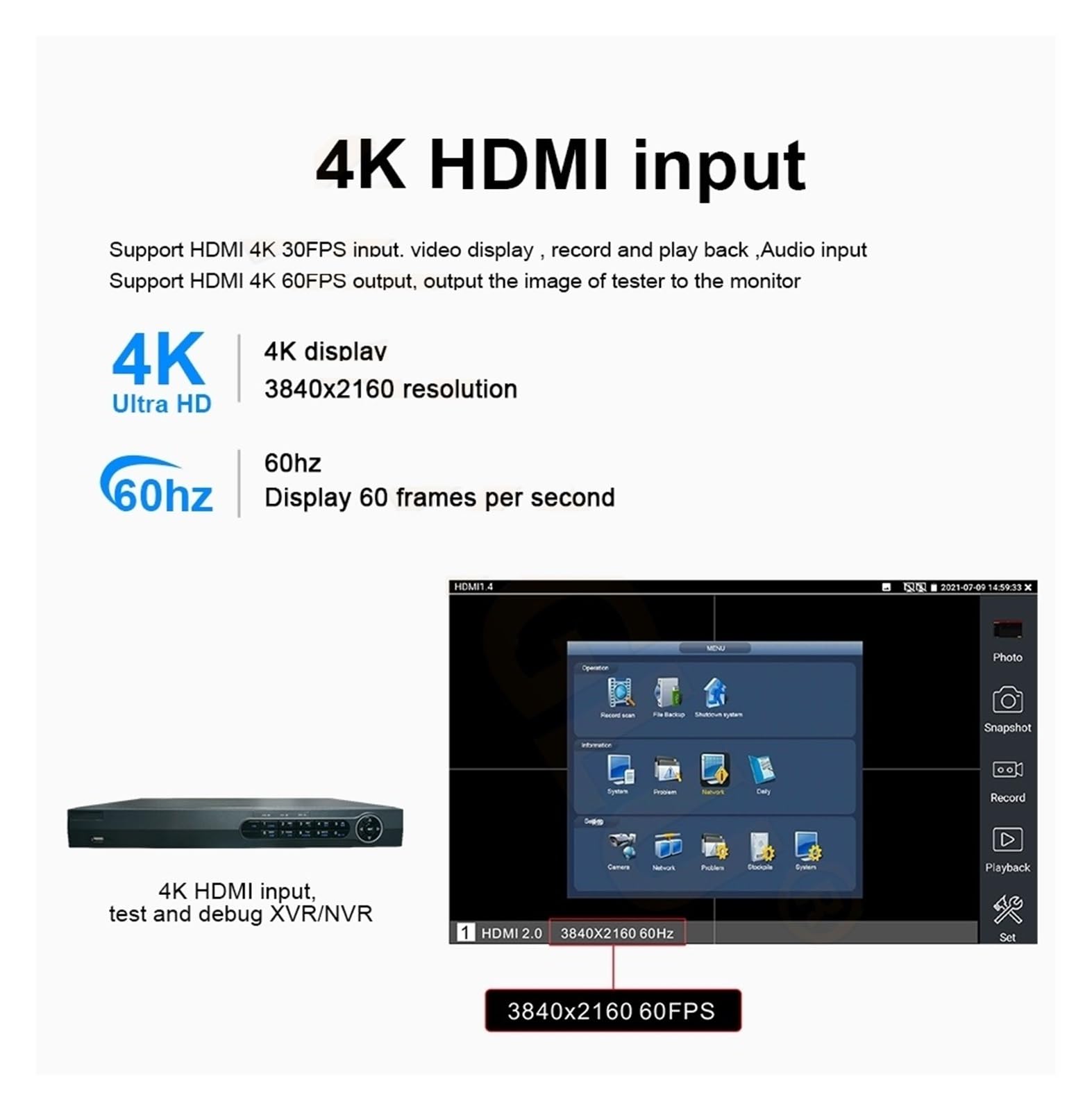 Tester CCTV, 8K H.265 7-calowy Tester Kamery CCTV IPC Wanglu K15-CLMOVTADHSEF SFP Moduł Optyczny AHD CVI TVI SDI 8K Tester Kamery IPC Color Bar Gener,Lekki(K15-CLMOVTADHSEF)