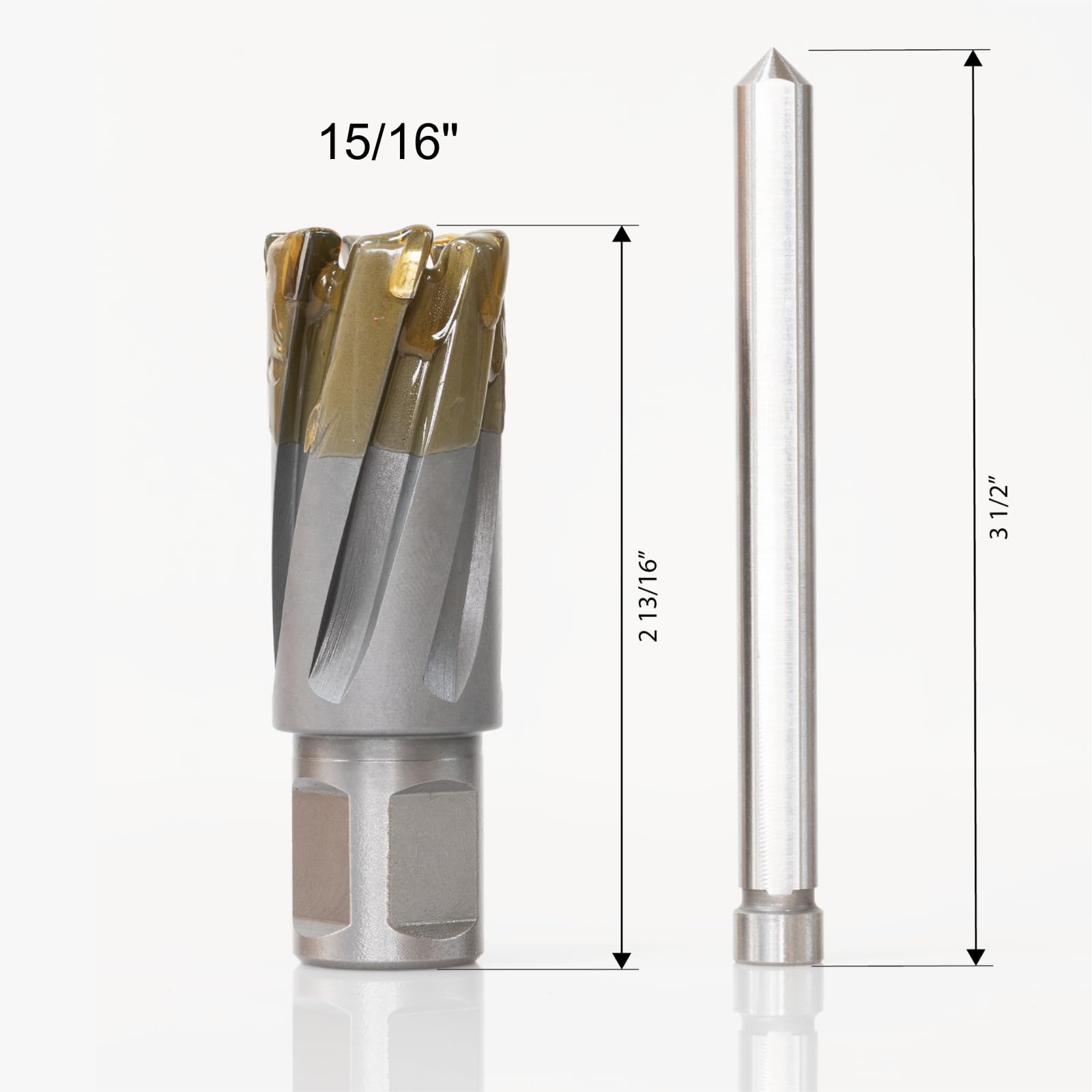 Wind Speed Fresa anulare 15/16" di diametro x 1-3/8" di profondità con perno pilota, gambo Weldon, punta per trapano magnetico ad alta precisione, per materiali duri, acciaio inossidabile, ghisa, CT