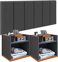 Conjunto Cabeceira Casal 140cm com Kit de Mesa de Cabeceira Suspenso com Porta Celular Madri