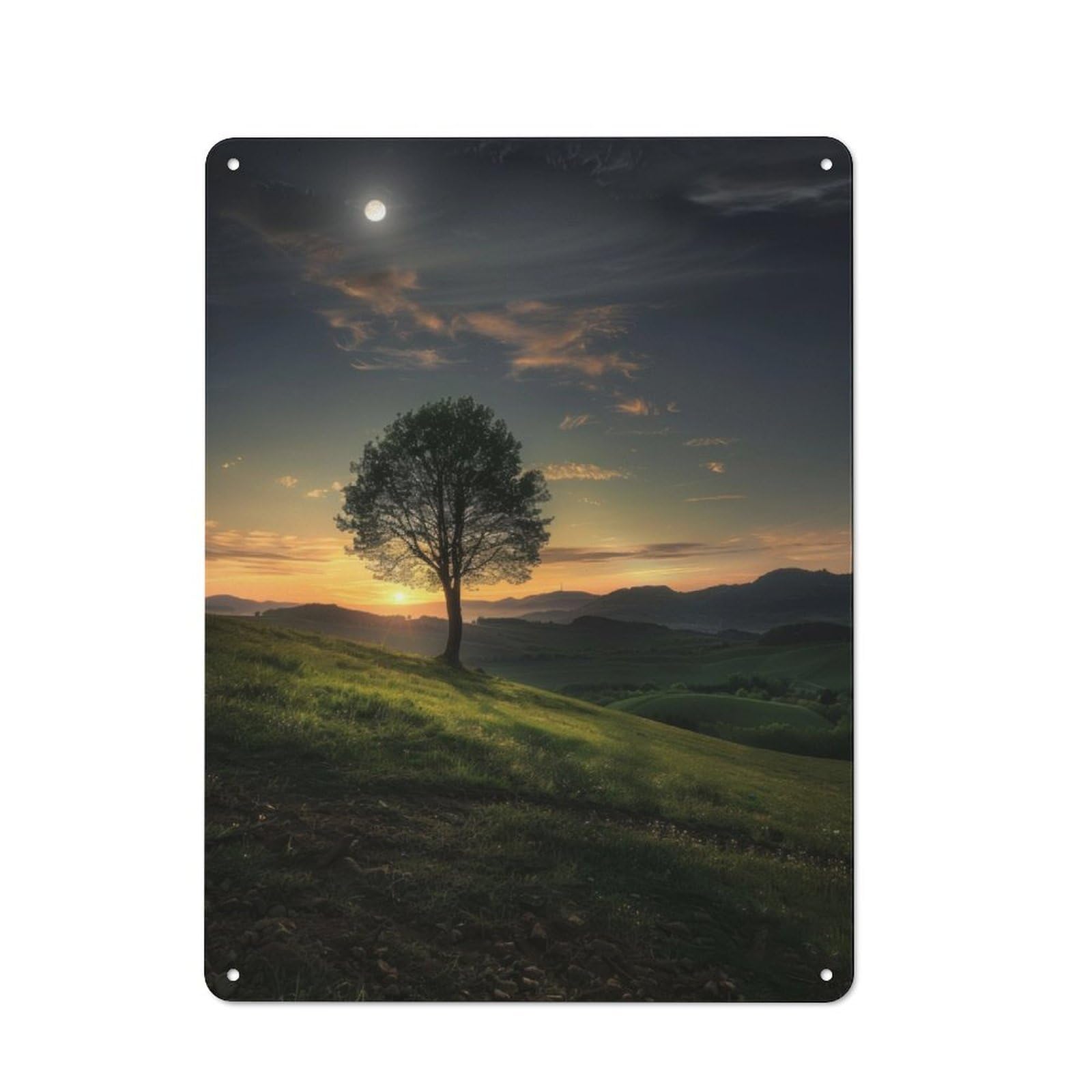 Junmoney Daybreak Over The Valley Industrial Decorative Metal Plaque 40X30cm, Studio Wall Art For Flat, Bar, Studio Or Gallery Wall