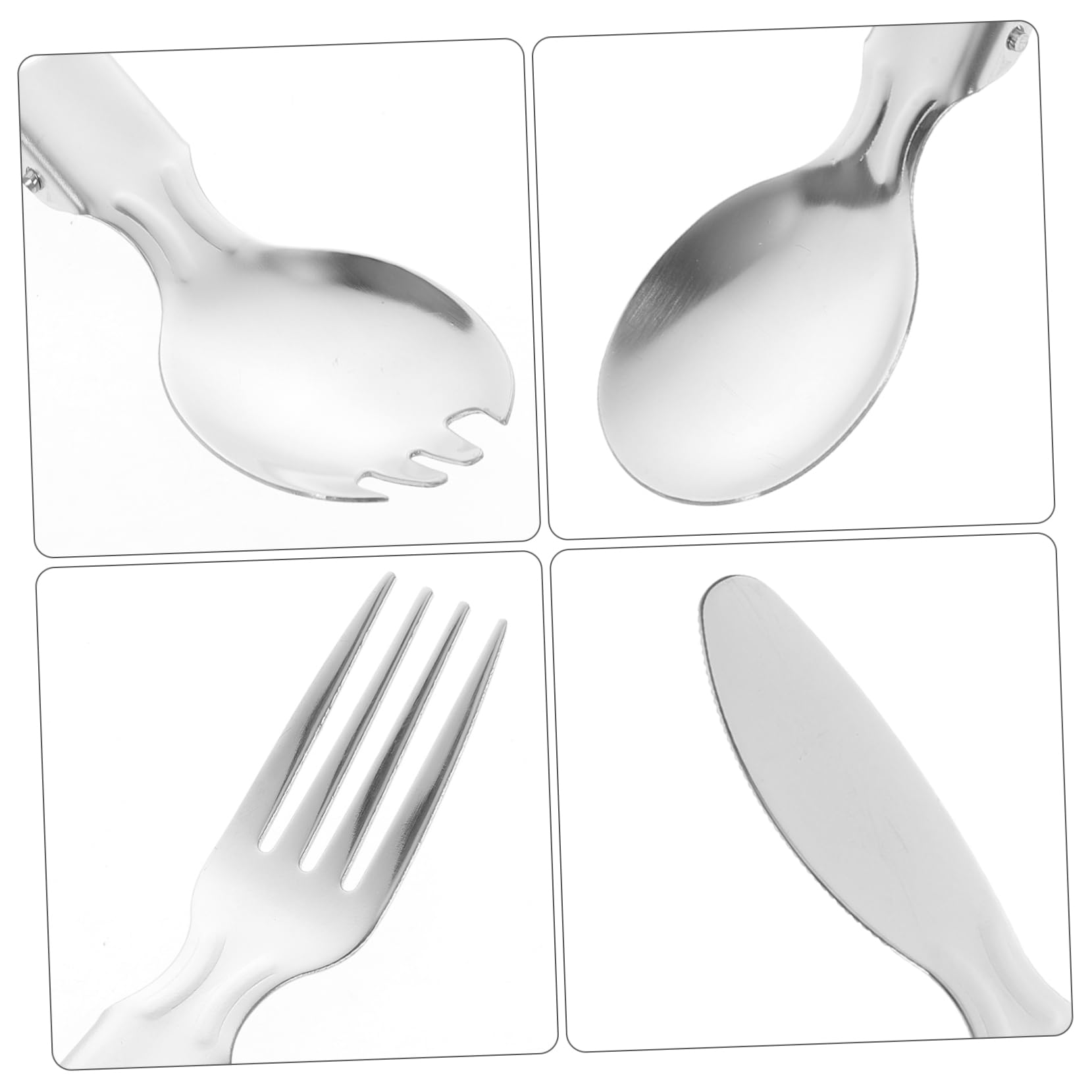 Toddmomy 3 Set Set di stoviglie pieghevoli Portatile campeggio cucinando forchetta con utensile argenteria pieghevole da viaggio posate pieghevoli per esterni Acciaio inossidabile Argento