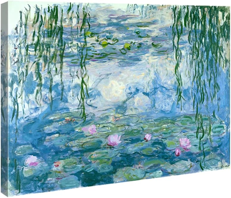 Wieco Art - Water Lilies by Claude Monet Oil Paintings Flowers Reproduction Giclee Canvas Prints Modern Landscape Artwork Picture Printed on Canvas Wall Art for Home Office Decorations