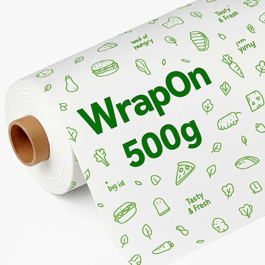 WRAP ON Food Wrapping Paper 50 Mtr 500g Non-Stick Butter Paper Roll for Roti | Food Grade Baking & Parchment Kitchen Paper Wrap for Chapati, Sandwich