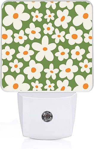 Miniatura 1 de Luz nocturna retro de los años 70, lámpara nocturna retro de flores de margaritas con sensor de atardecer a amanecer, lámpara LED de 0.5 W de