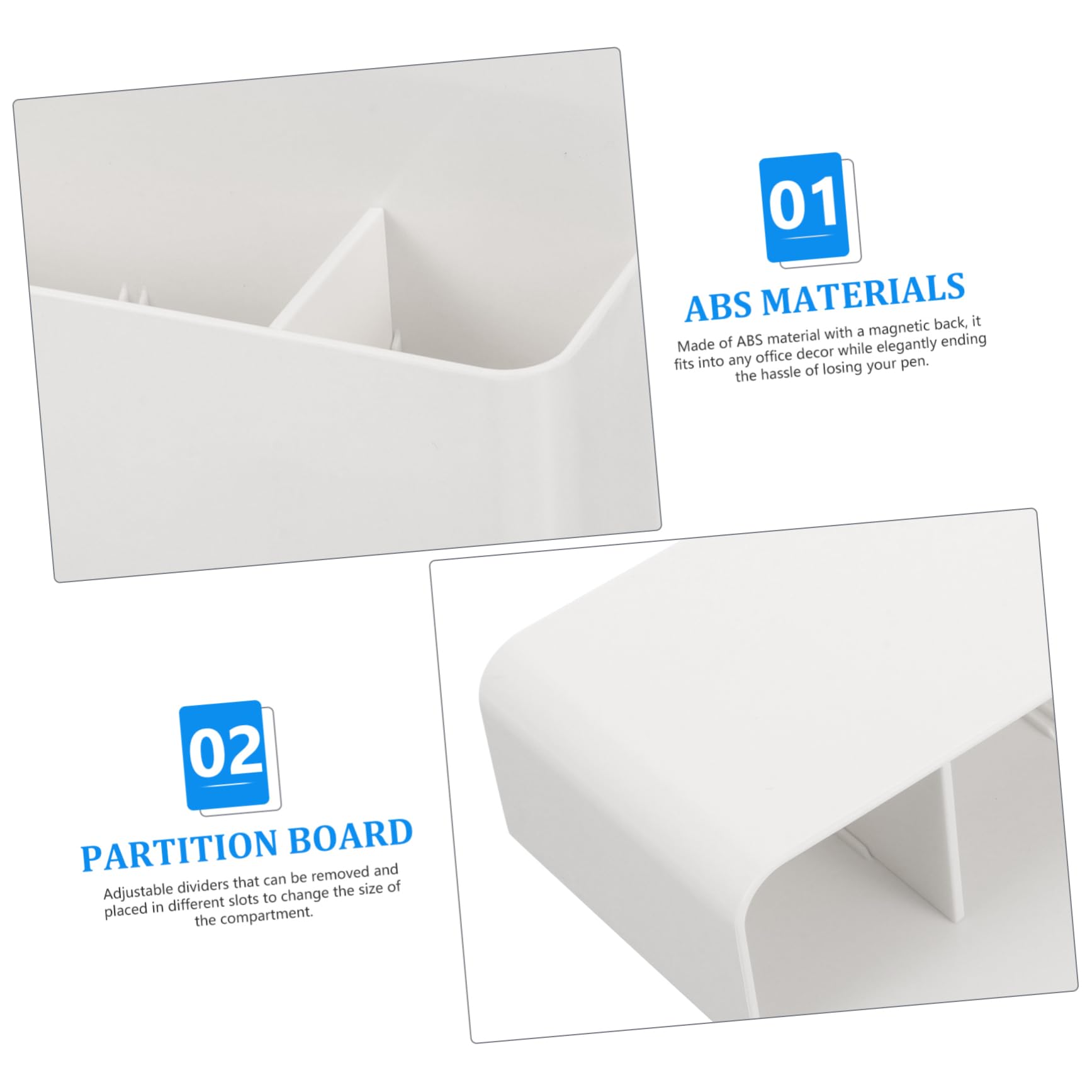 Gadpiparty 3 Pezzi Portapenne Magnetico per Lavagna Organizer per Scrivania Bianco con Divider Rimovibili per e Scuola