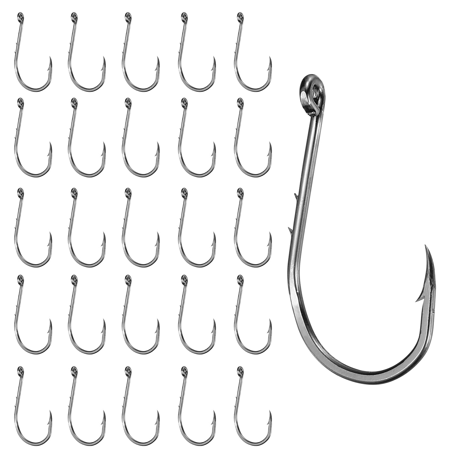 YELARXI Bait Holder Fishing Hook, High Carbon Steel Double Barbed Fishing Hooks Closed Eye, Offset, 4# & Black & 100Pcs - Fitting For(Saltwater/Freshwater Rigs)