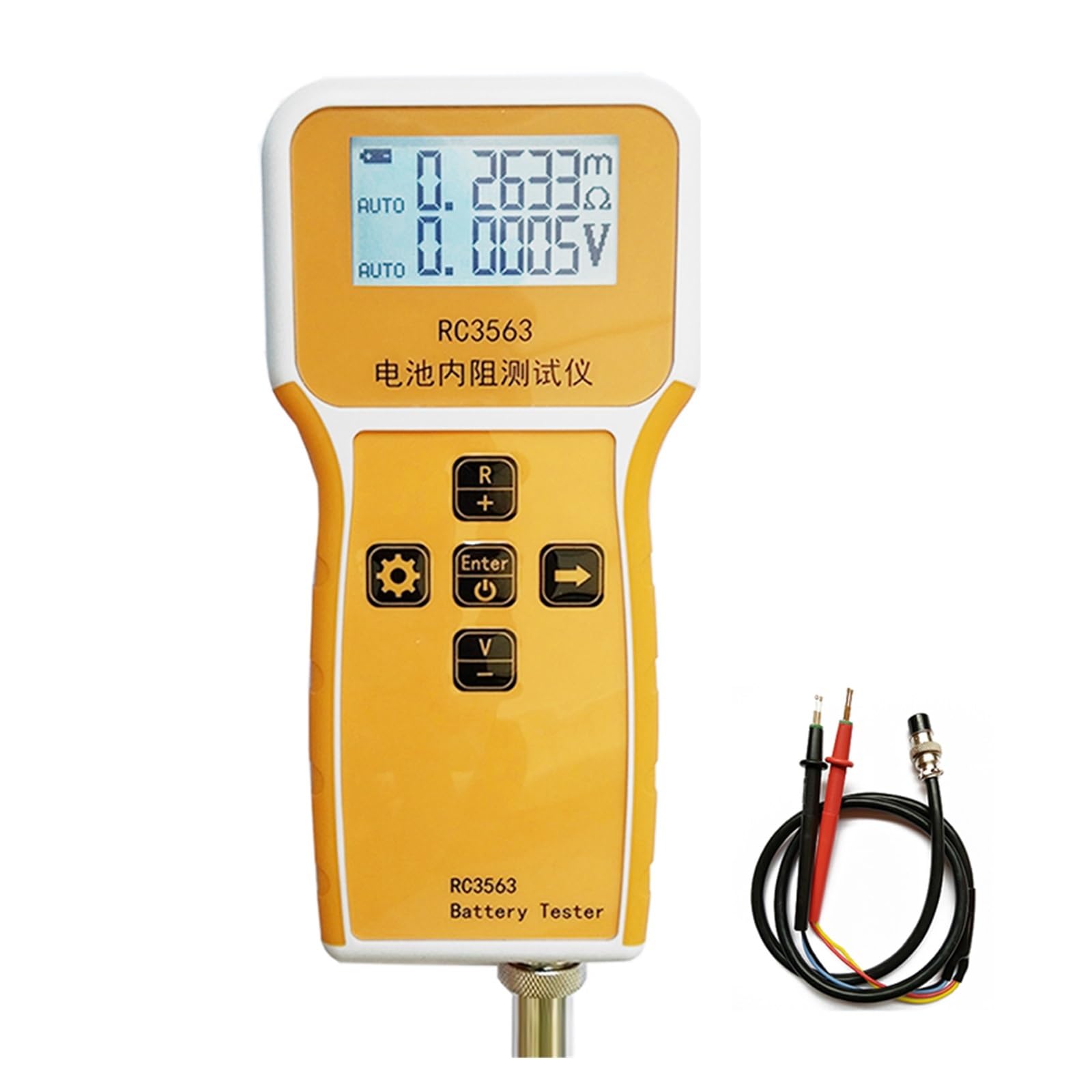 Tester baterii RC3563 4-przewodowy tester napięcia rezystancji wewnętrznej akumulatora o wysokiej precyzji AC litowo-ołowiowo-kwasowy 18650 Tester akumulatora Szersze zastosowanie(Tester With Probe)