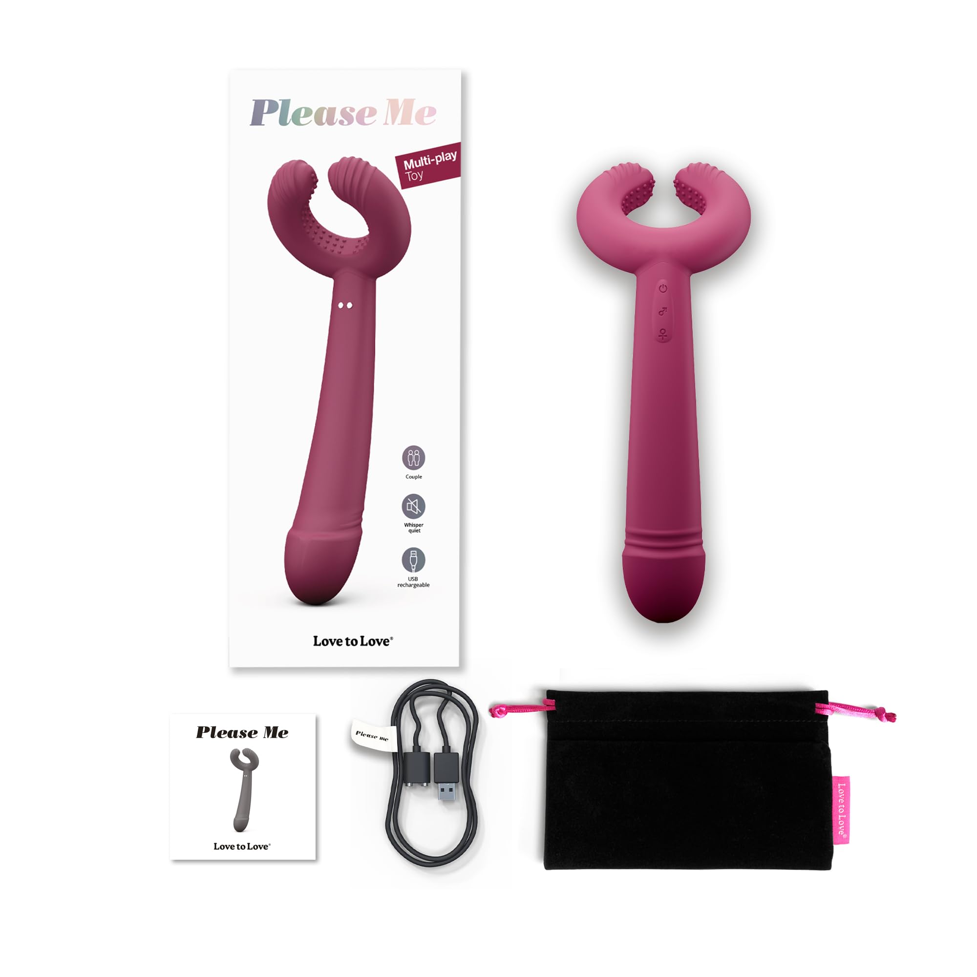 Love to Love - Please Me - Stimulateur - 8 Modes de Vibration - Silicone - Autonomie: 1H - Longueur insérable : 13 cm x Ø3,6 - Splashproof - Design Texturé - Flexible - Plum Star