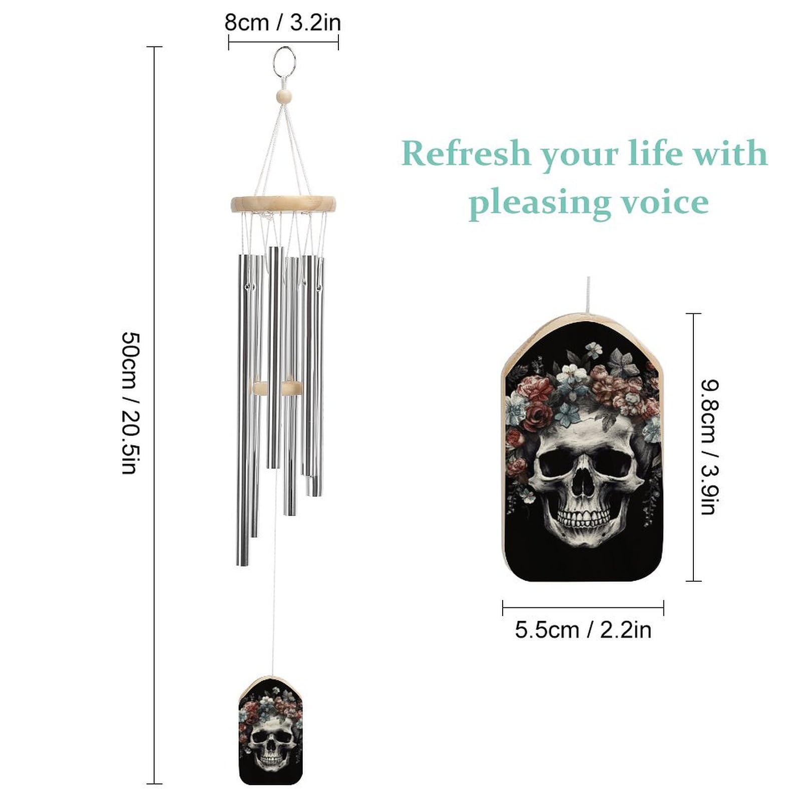 Outdoor Wind Chimes, Skull in Darkness Printed Wind Chimes,Simple Wind Chimes,Curtain Wind Chimes for Home Decoration