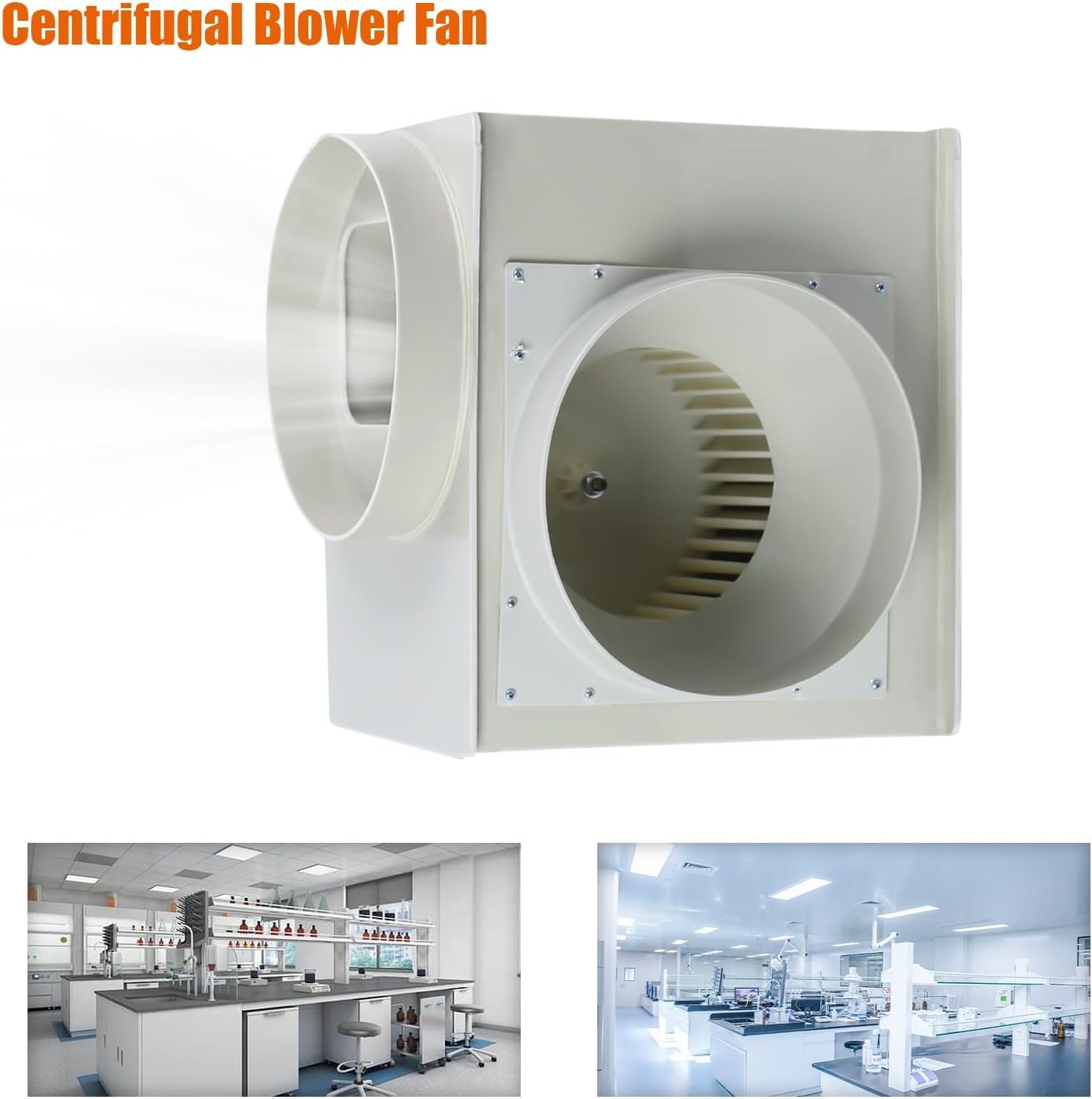 Ventilador extractor centrífugo de 300 W – Ventilador industrial para conductos, salida de 250 mm, para campanas de extracción de laboratorio, ventilación de polvo, humos y vapores