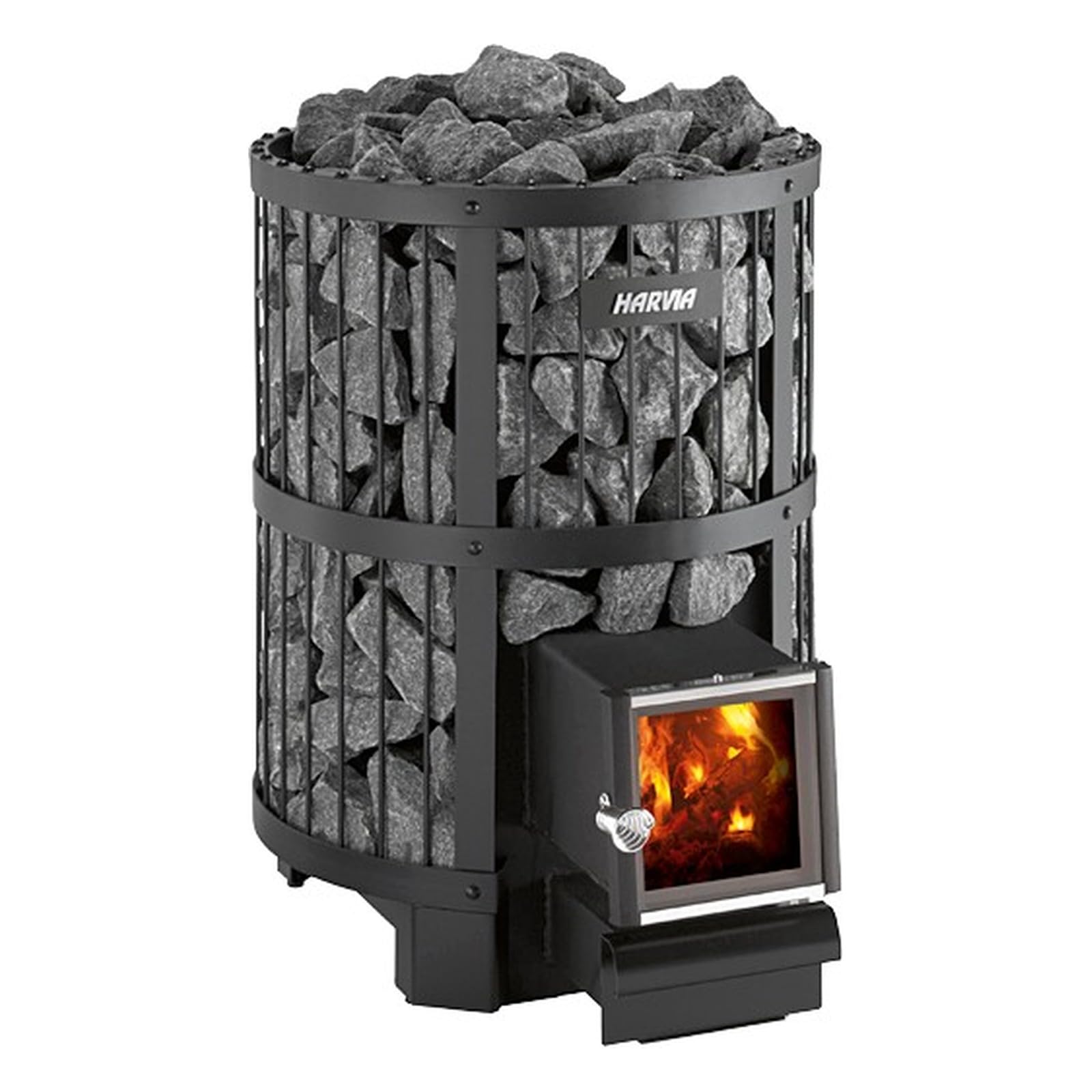 Harvia Legend 240 SL Stufa per sauna a legna 21 kW – stufa per sauna a legna con cesto di pietre per 10–24 m³, capienza 200 kg di pietre, alimentazione dal locale attiguo, Nero