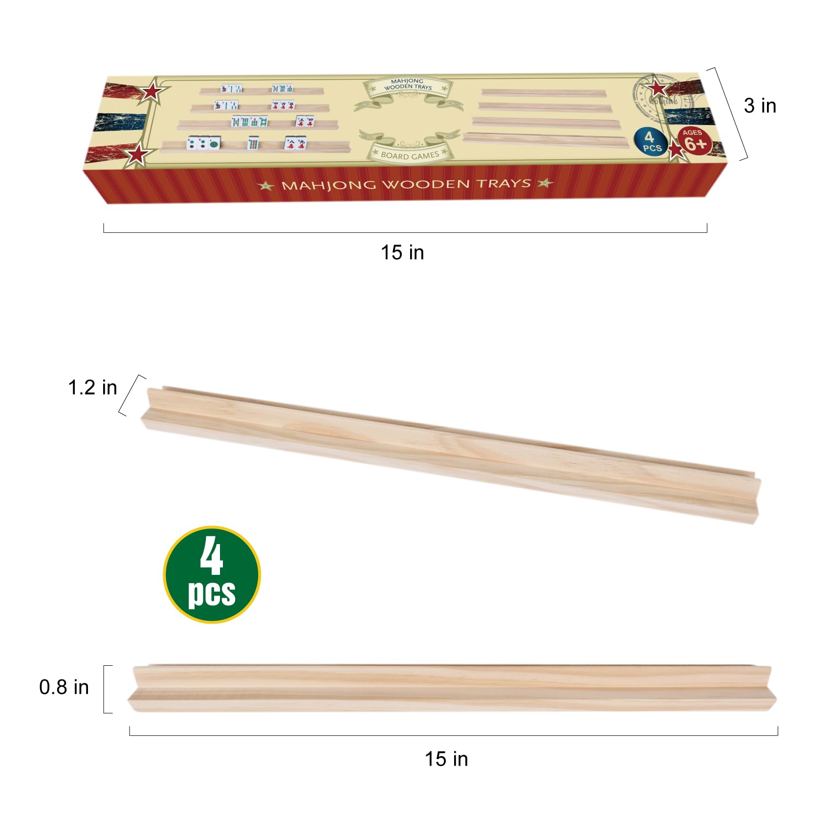 4 Supports En Bois Pour Dominos / Mahjong - Rangement Pratique Pendant Les Parties - Surface Lisse - Parfait Pour Jeux En Famille Ou Entre Amis