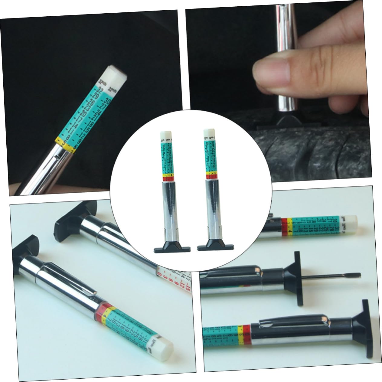 SOLUSTRE 2pcs Tread Pen Tread Depth Indicator Car Tire Measure Tool Tires Tyre Depth Tester Caliper Electronic Measuring Caliper Measuring Car Tools Tyre Tread Abs Pattern Depth Gauge