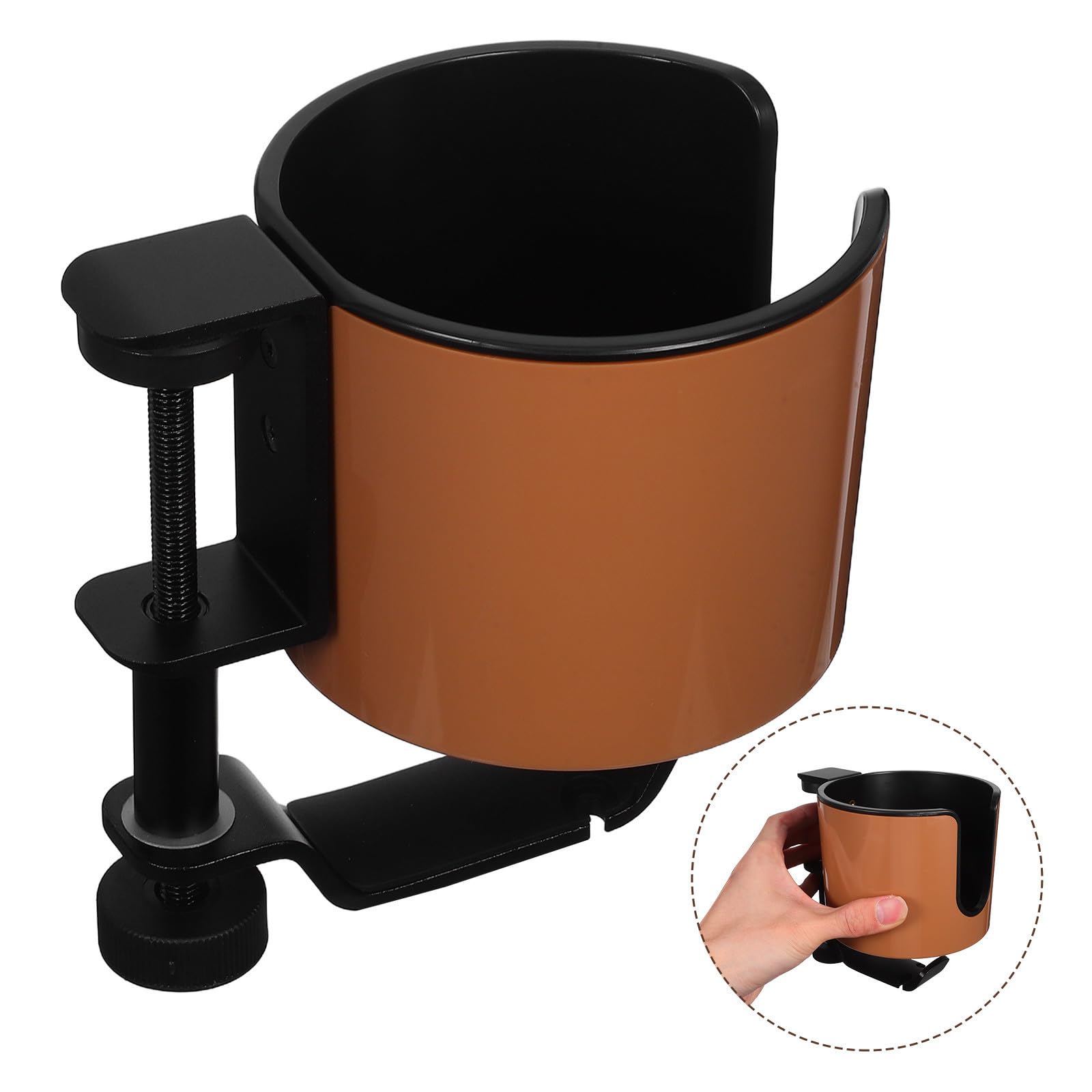 2 in 1 Becherhalter mit Klemme aus Aluminiumlegierung und Abs Drehbarer Tischklemmen Flaschenhalter für Büro und Studium mit Vielseitiger Nutzung