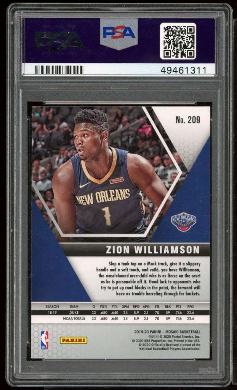 Amazon.com: Zion WIlliamson Rookie Card 2019 Panini Mosaic #209 PSA 10 :  Collectibles & Fine Art