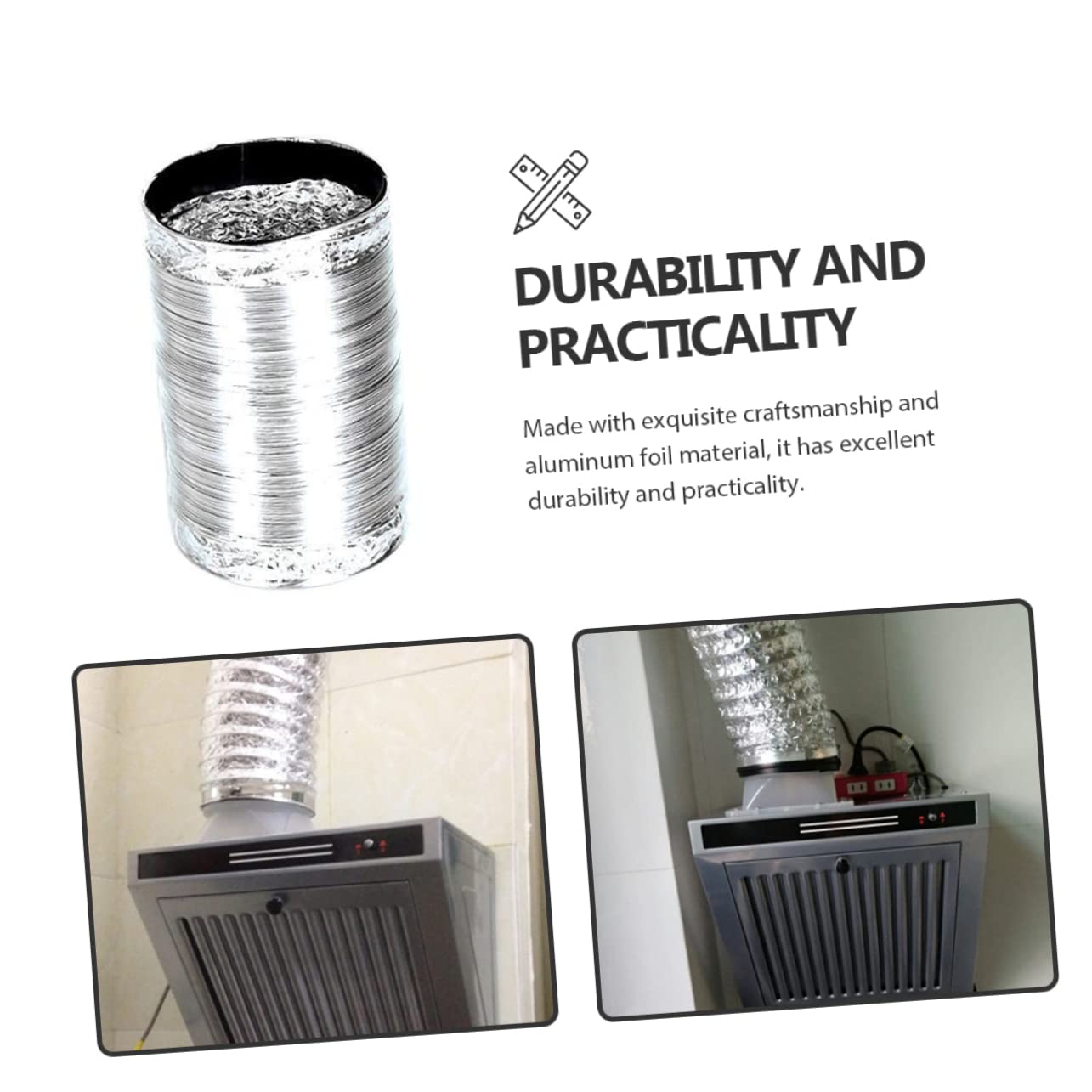 Angoily 2m Aluminum Foil Ducting Air Exhaust Hose Flexible