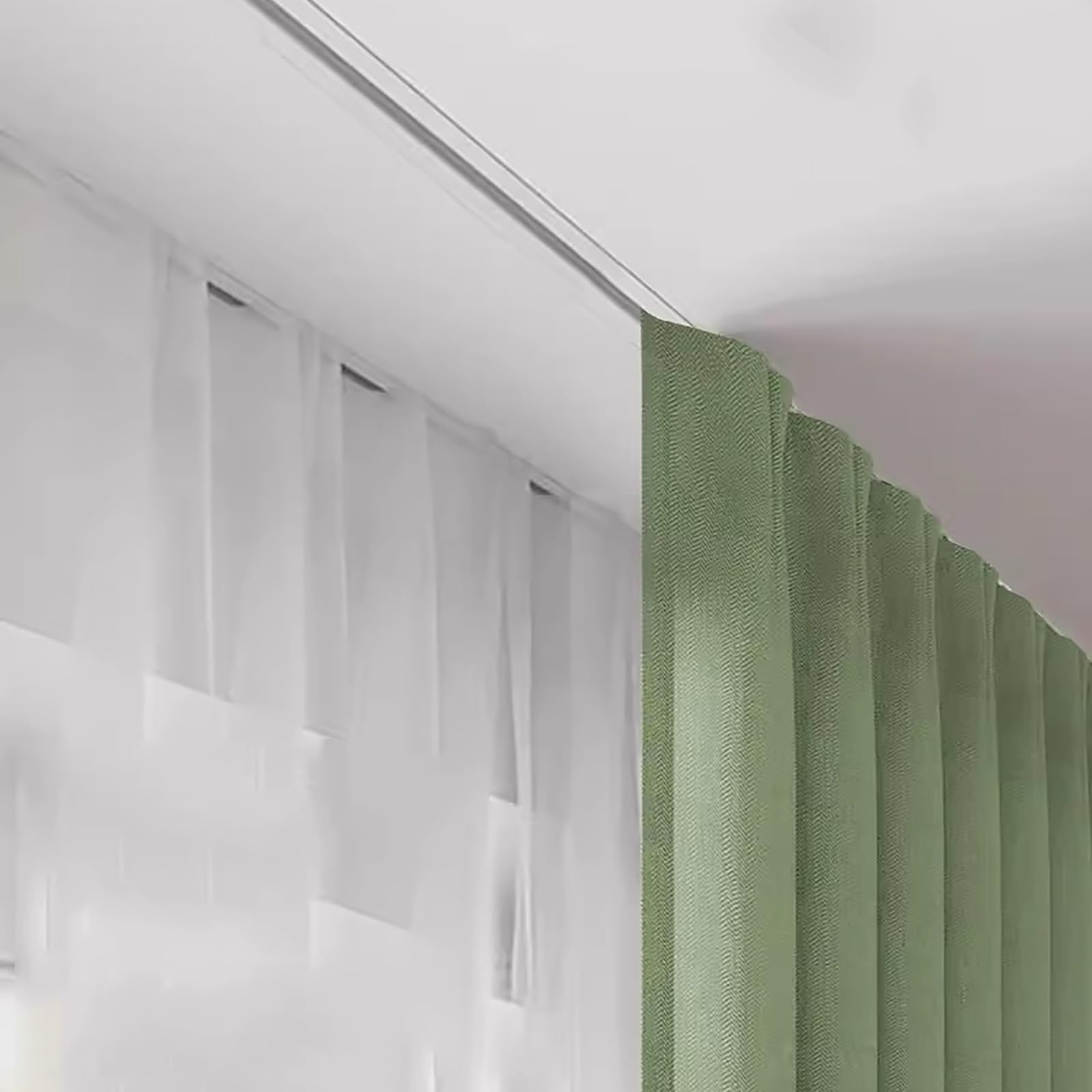White Aluminum Recessed Curtain Track - 3 10-foot Pieces for Ceiling Hanging Divider Curtains - Ideal for Room Divider Curtains