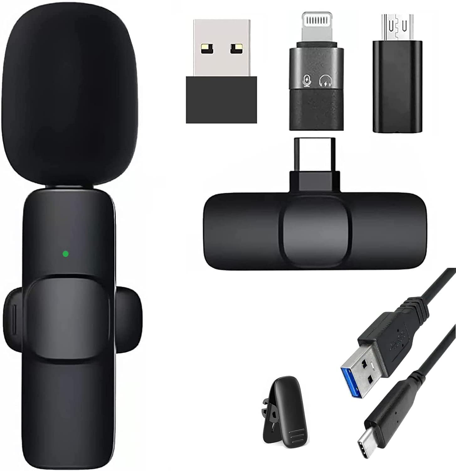 TECHNOVIEW Wireless Microphone Lavalier Plug & Play Collar Mic for Vloging,YouTube,Interview Records 1 Microphone and 3 Receivers (TECHV-K-Series)