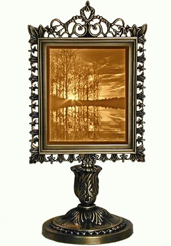 Lakeshore Sunset - Lámpara de acento victoriano de litofán de porcelana