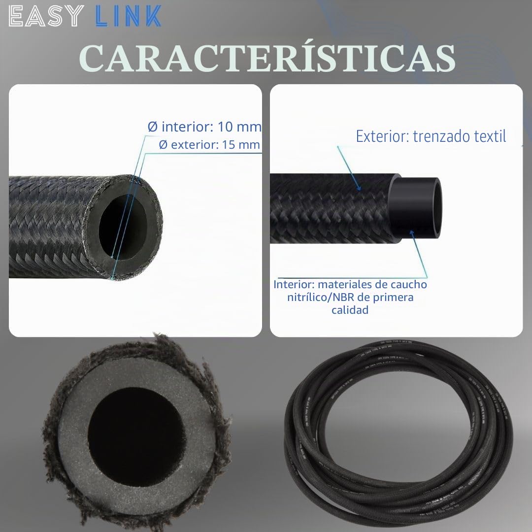 Manguera de gasolina de 10 mm y 5 m para camión, coche, tractor, pequeño motor, gasolina, diésel, aceite