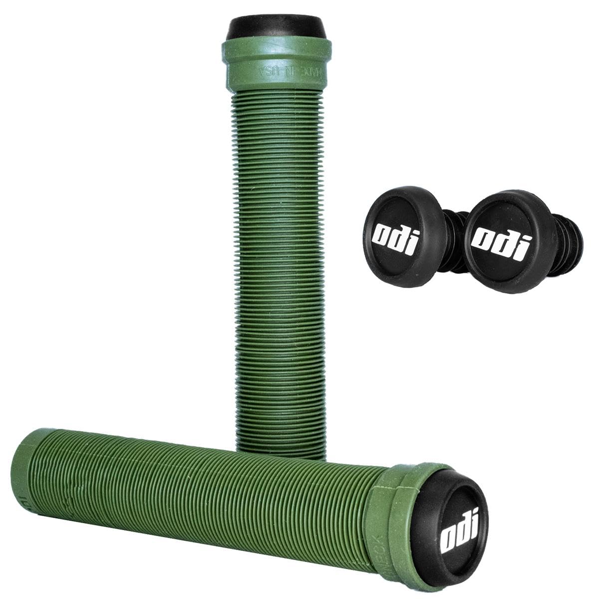 F26 Odi Stunt-Scooter BMX Dirt Trick Tret Freestyle Roller Longneck Hand Griffe Soft mit Barends Lenkerstopfen (SLX / 160mm / Olive grün)