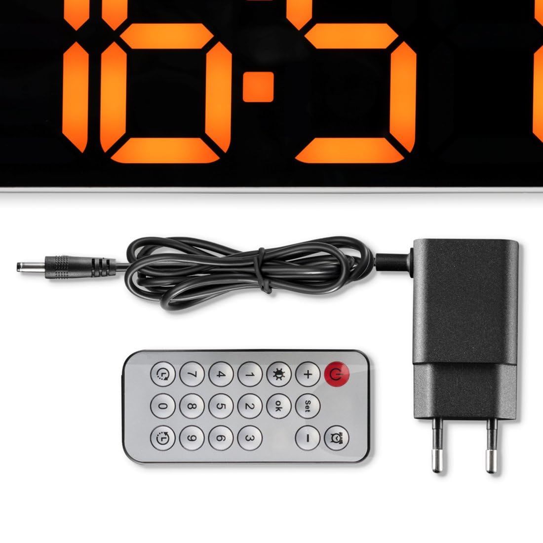 Hama Digitale Wanduhr groß (LED modern, Wanduhr Thermometer, Digital Uhr Wecker, Tisch Küche, Digitale Stoppuhr groß, Wand Fernbedienung, Wohnzimmer dimmbar | Santa Cruz, Wanddekoration, Digitaluhr, Timer, Alarm, Stoppuhr, Fernbedienung