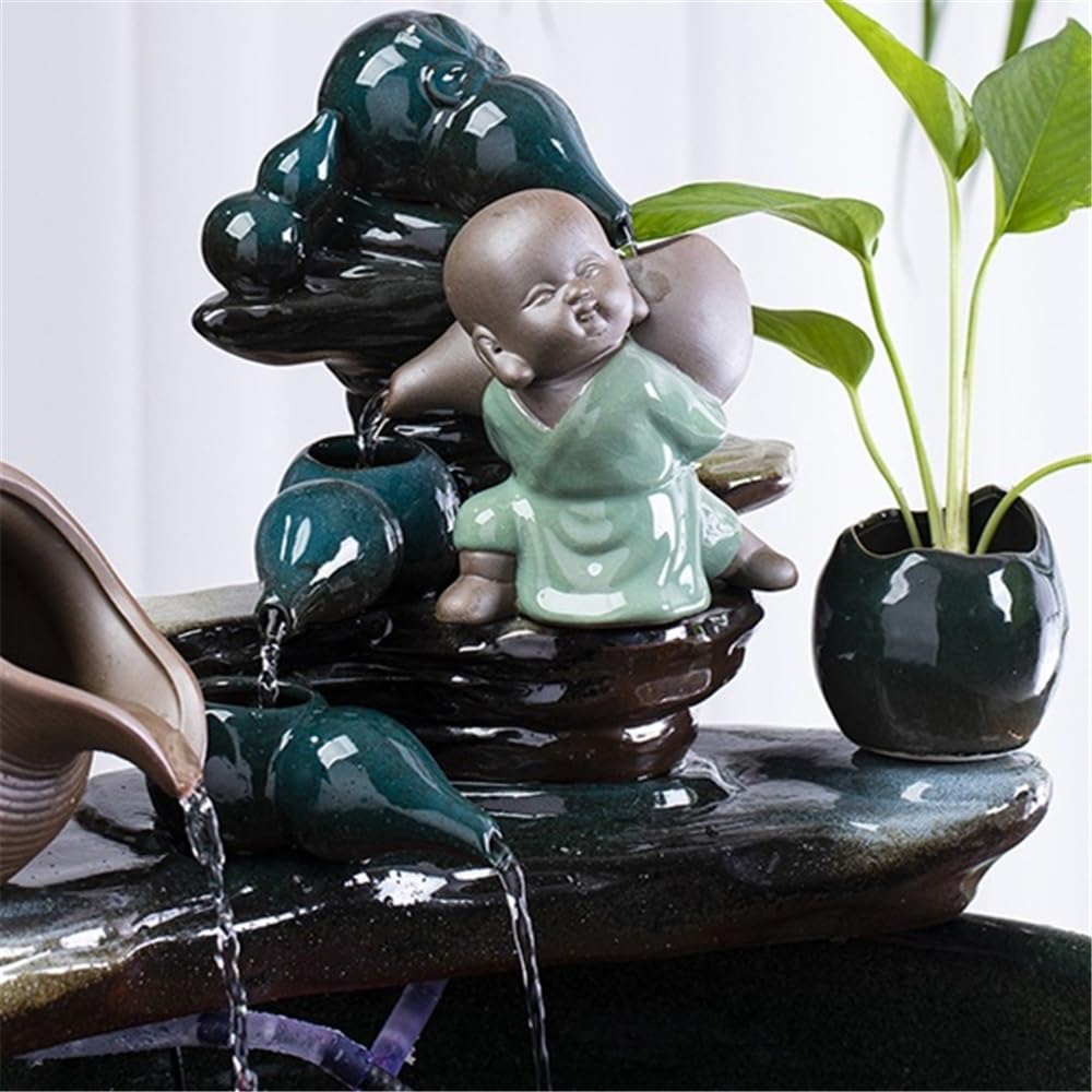 Fontaine d’Intérieur Aquarium en céramique avec Circulation d'eau, Aquarium paysager for Poissons Rouges Pot de nénuphar Fontaine de Table