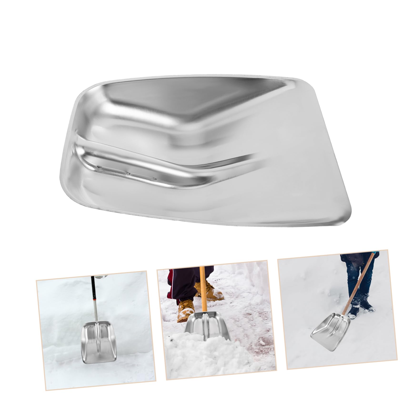 Mipcase Testa di Pala da Neve in Acciaio Inossidabile Argento, Design Efficiente e Facile Installazione, per Rimozione Neve e Gestione Cereali All'aperto