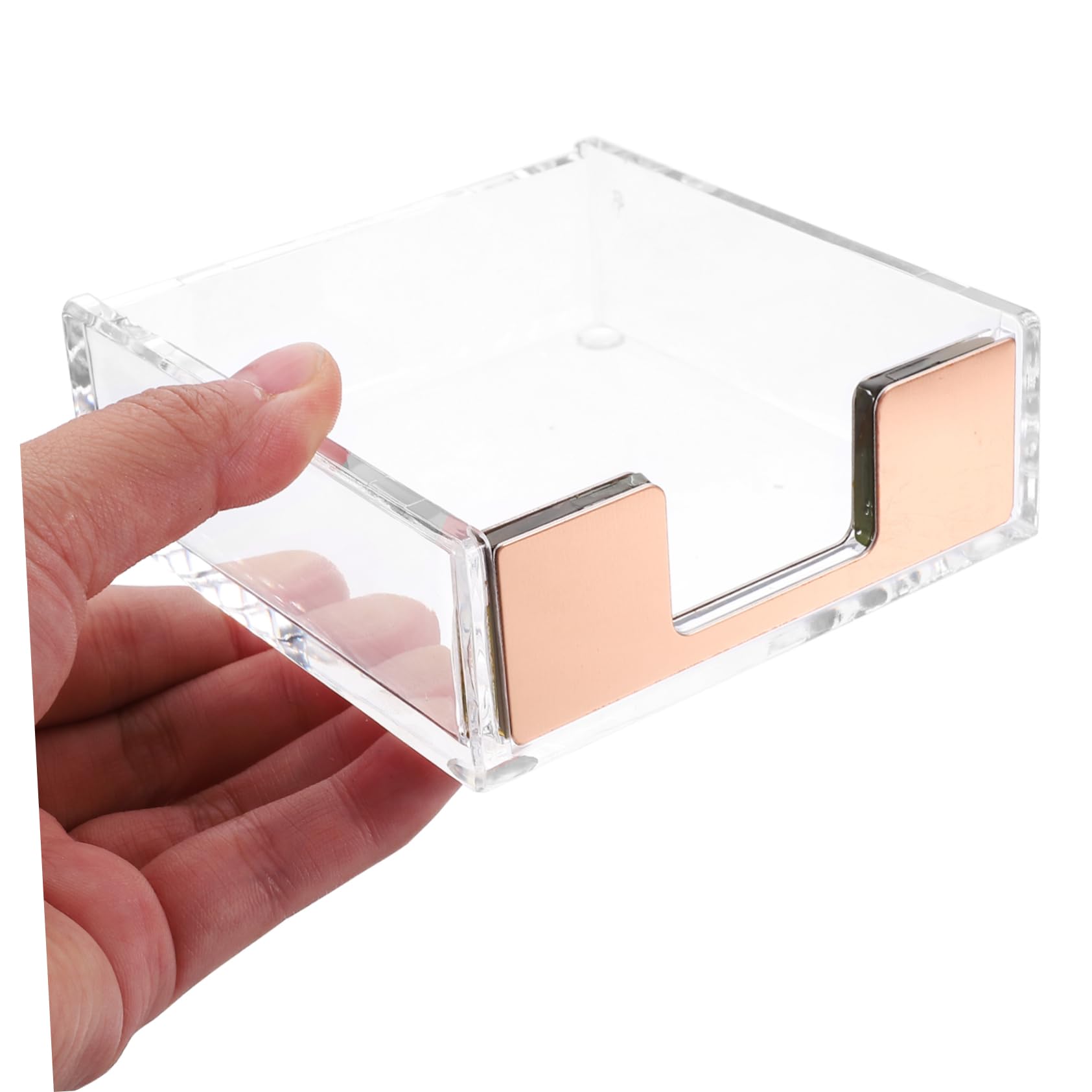 Operitacx 3 Pezzi organiser scrivania organizzatore per scrivania blocco note distributore carta penna chiaro contenitori Titolare del biglietto da visita porta graffette Acrilico Rose Gold